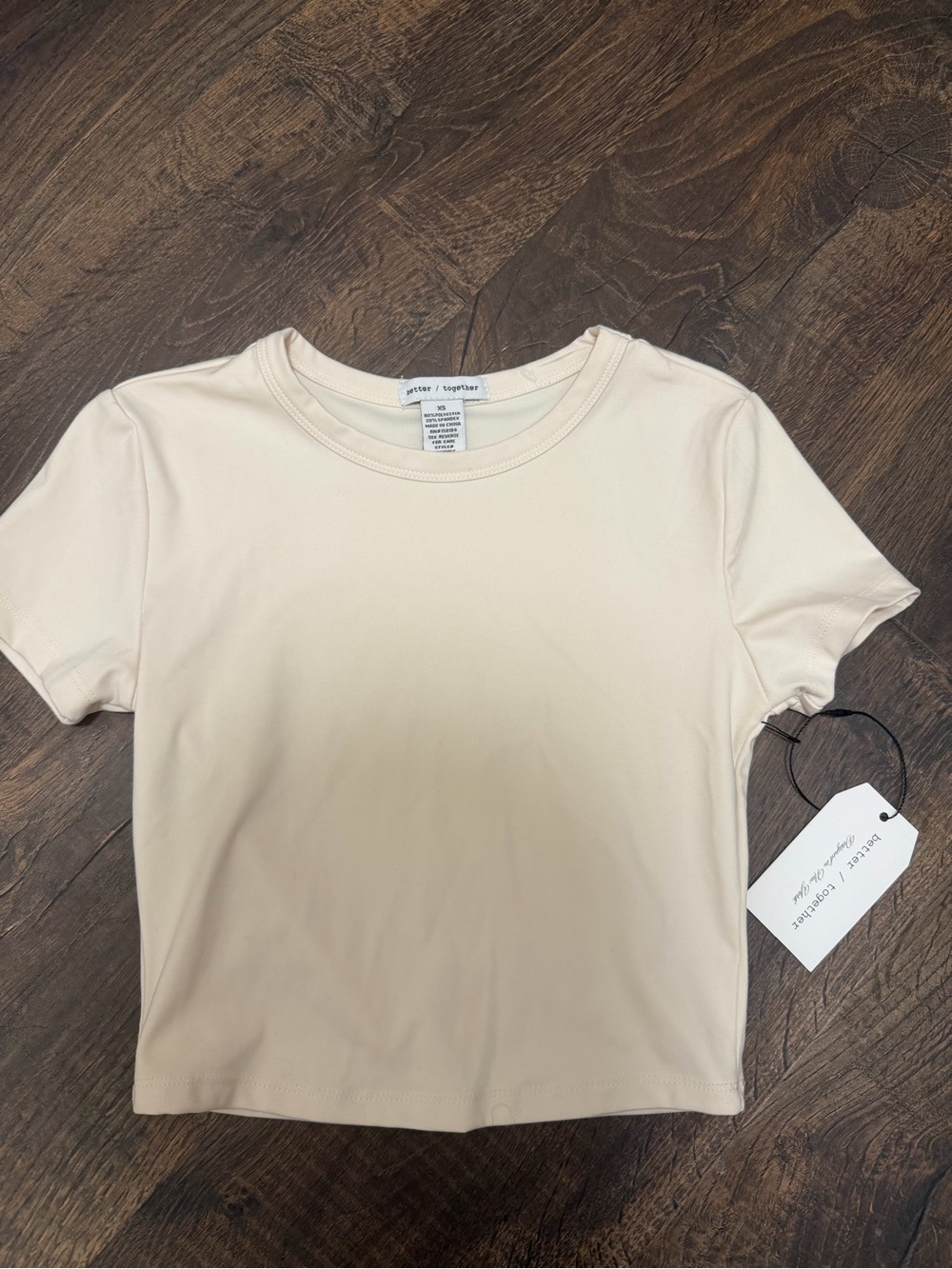 Better Together Beige Cropped Tee NWT | Soft Stretch Basic | Size XS